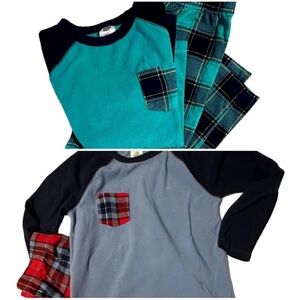 2 pair of Lands' End Kids Long Sleeve Pocket Fleece Pajama Sets Size 14